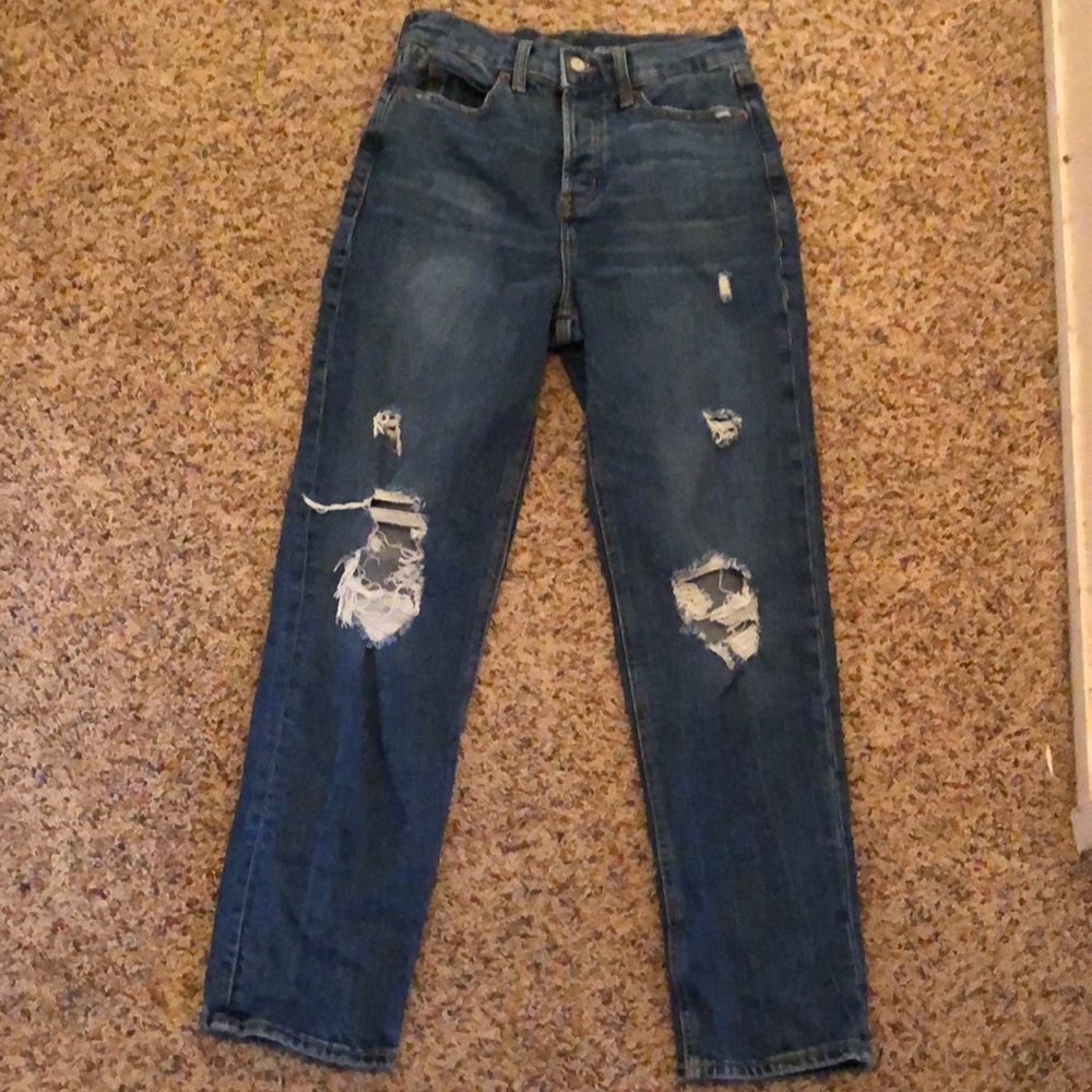 womans “sky-hi straight” old navy ripped jeans